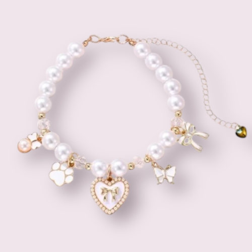 Paws & Pearls Dog Charm Necklace: Large / White