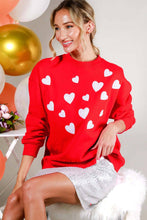 Load image into Gallery viewer, Hearted Sequin Embroidered Detail Sweatshirts VT81718: Pink / L
