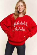 Load image into Gallery viewer, ATW15453 - Falalalala Letter Embroidery Holiday Sweater: RED / ML
