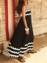 Load image into Gallery viewer, ric rac strap maxi swing sundress: Black / L
