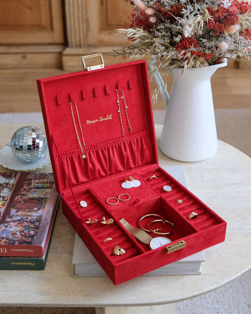 Anne velvet jewelry box: Red