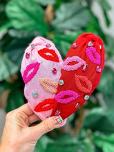 Load image into Gallery viewer, Seed Bead Kiss Lips Knotted Headband: Red
