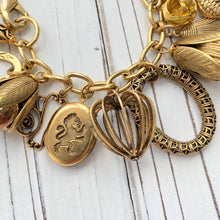 Load image into Gallery viewer, Vintage Inspired Gilded Charm Bracelet

