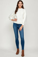 Load image into Gallery viewer, RT-3201-6 BALLOON SLV MOCK NECK SWEATER IVORY: L
