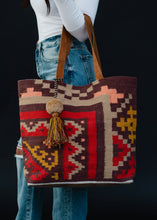 Load image into Gallery viewer, Brown &amp; Multicolored Aztec Tote
